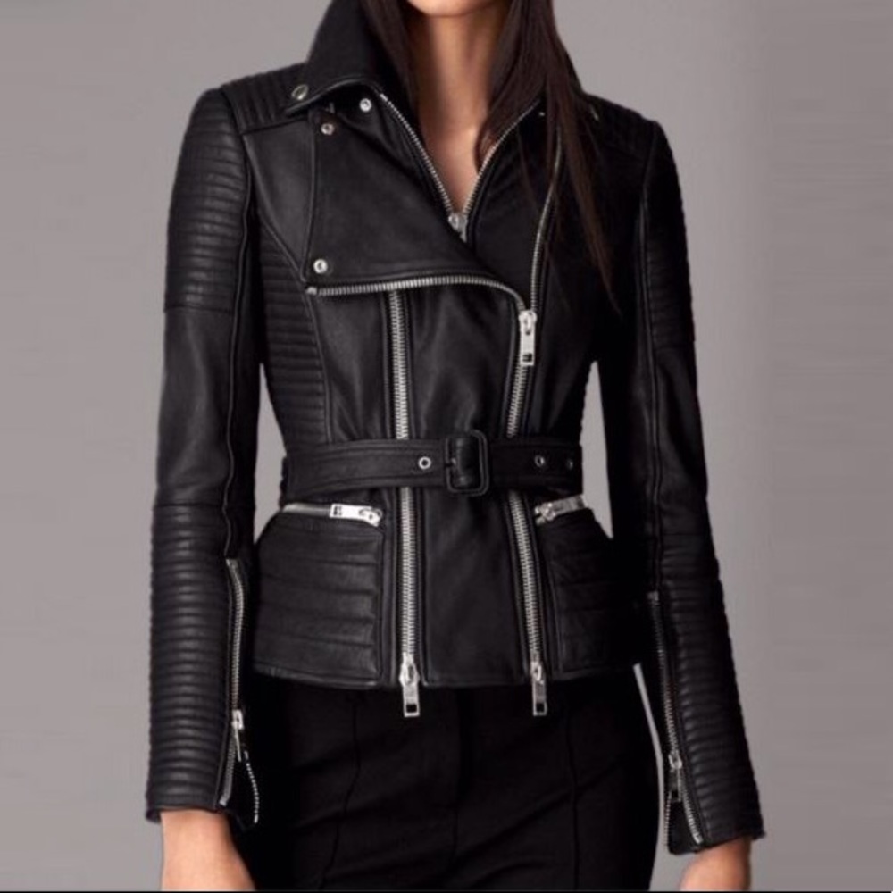HOSTPICK !!! Burberry Moto  lamb Leather Jacket - Picture 1 of 9